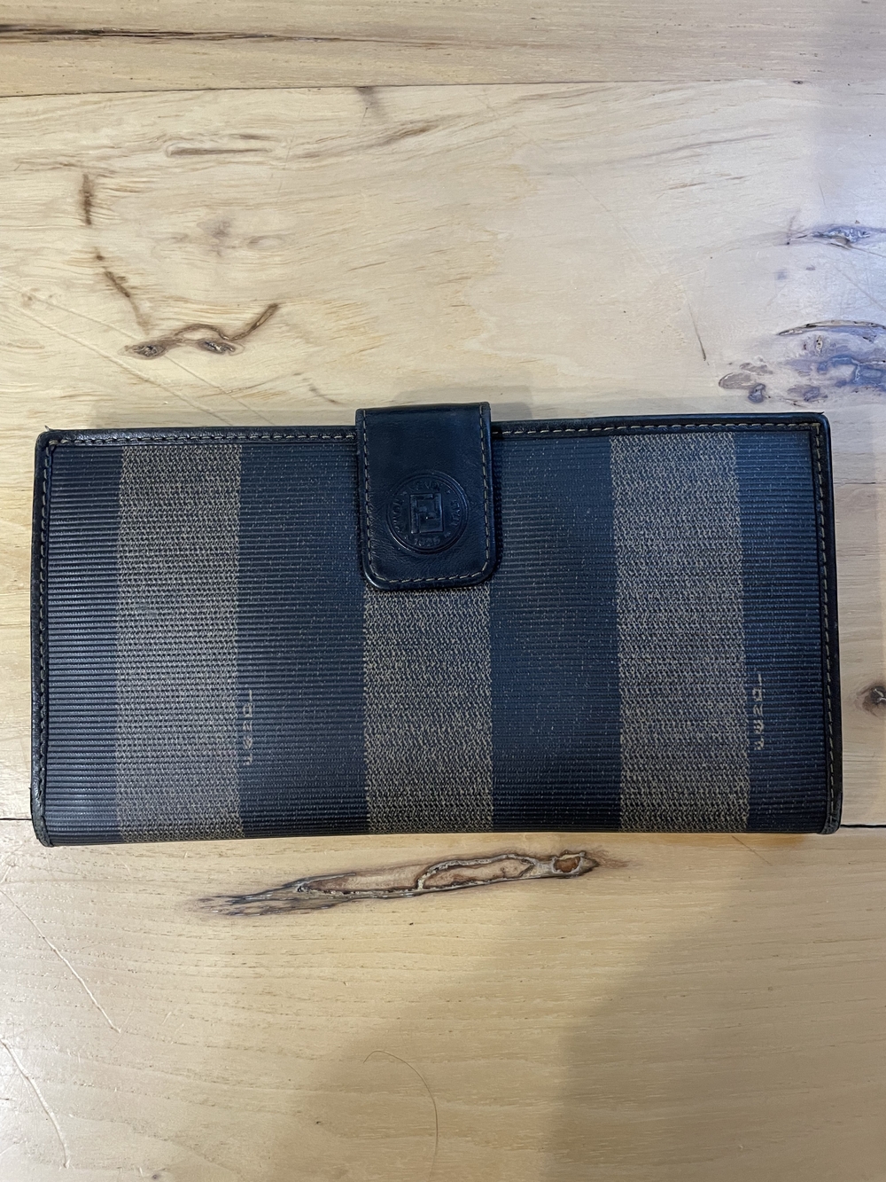 Vintage Fendi Zucca FF Continental Wallet Brown Canvas Leather